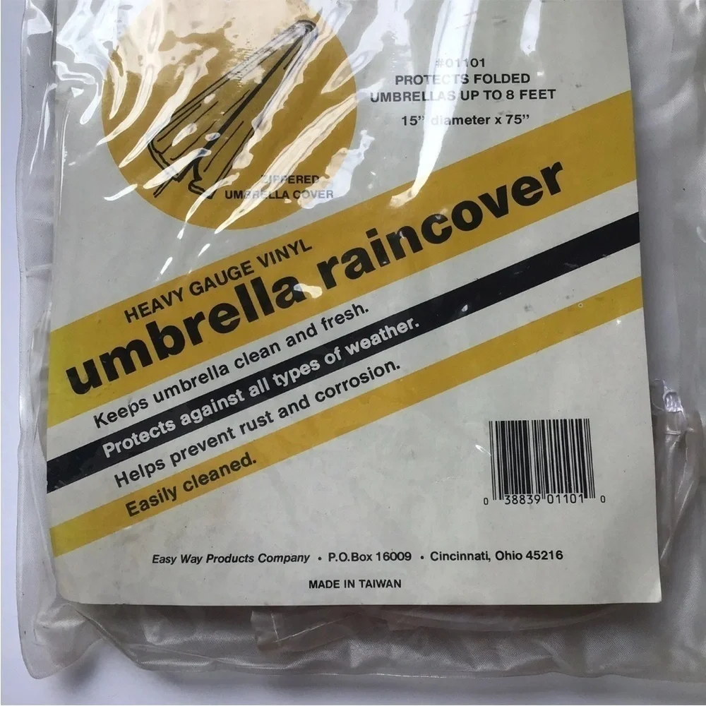 Outdoor Patio Umbrella Rain Cover NEW Waterproof Zips Luxe Vinyl 15”x75” Vintage